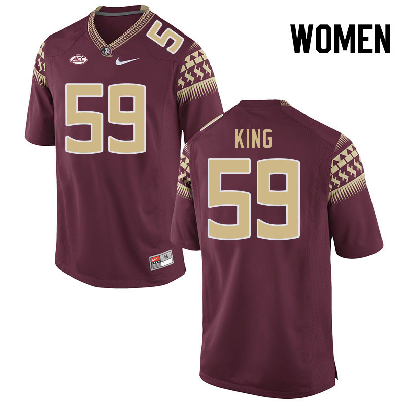 Women #59 Colin King Florida State Seminoles College Football Jerseys Stitched-Garnet